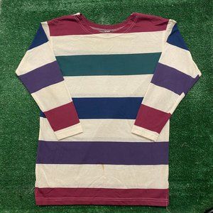 Vintage 90s Striped Grunge Indie Essential Long Sleeve Tee